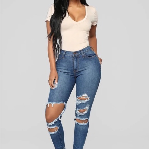 Fashion Nova Denim - Fashion Nova Beach Bum High Waist Distressed Jeans